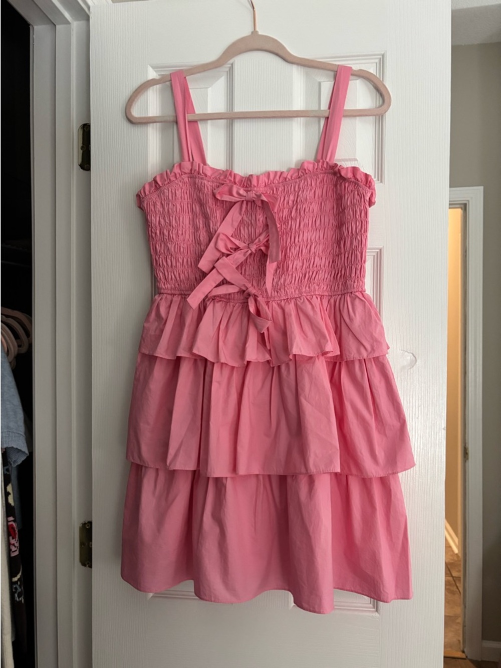 Pink Ruffled Dress with Bows